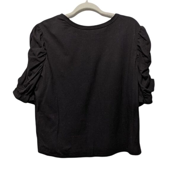 ISLA MAUDE Embroidered Sequin Floral Ruched Sleeve Top XL - Picture 6 of 8